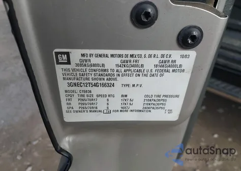 2004 Chevrolet Avalanche 1500 z USA, uszkodzony, nr VIN 3GNEC12T54G166324